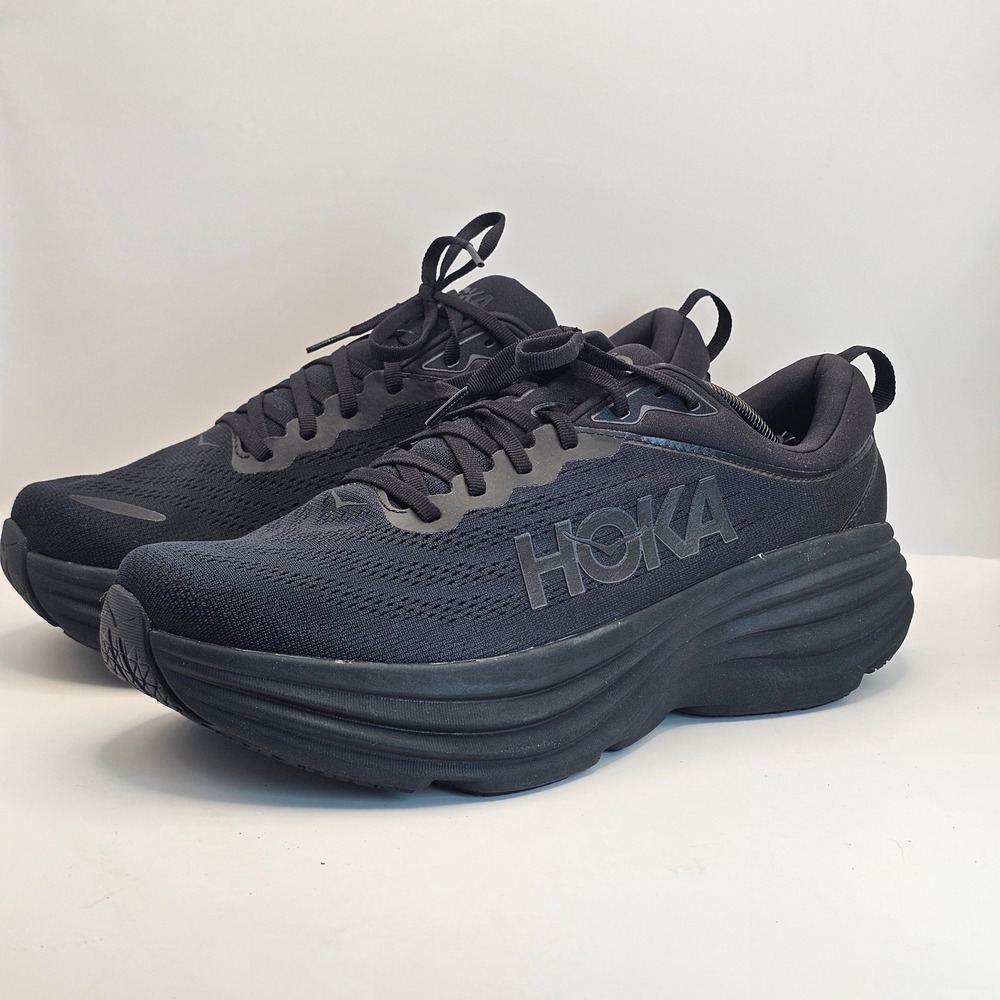 Hoka One One Bondi 8 Mens 13D Black Running Shoes Sneakers 1123202 BBLC